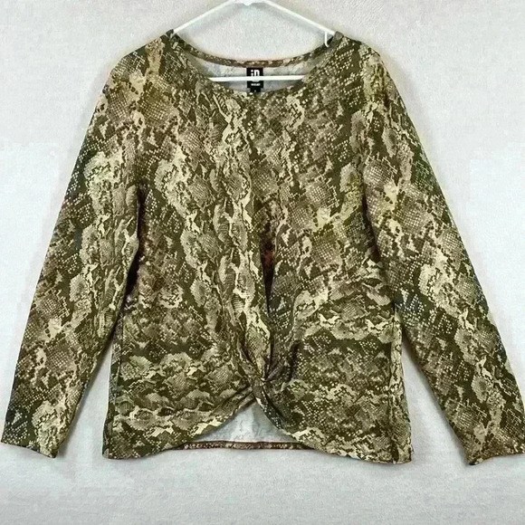Ideology Twist-Front Top Women’s XL Snake-Print Brown Tan - Picture 1 of 8